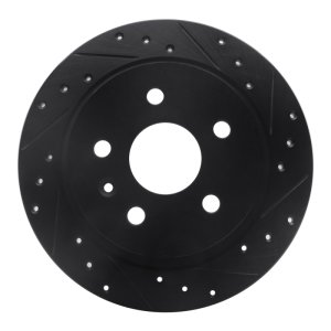Buick LaCrosse Brake Rotor (1) - Rear Right - R1 Concepts - Drilled & Slotted - Black - `11-`16